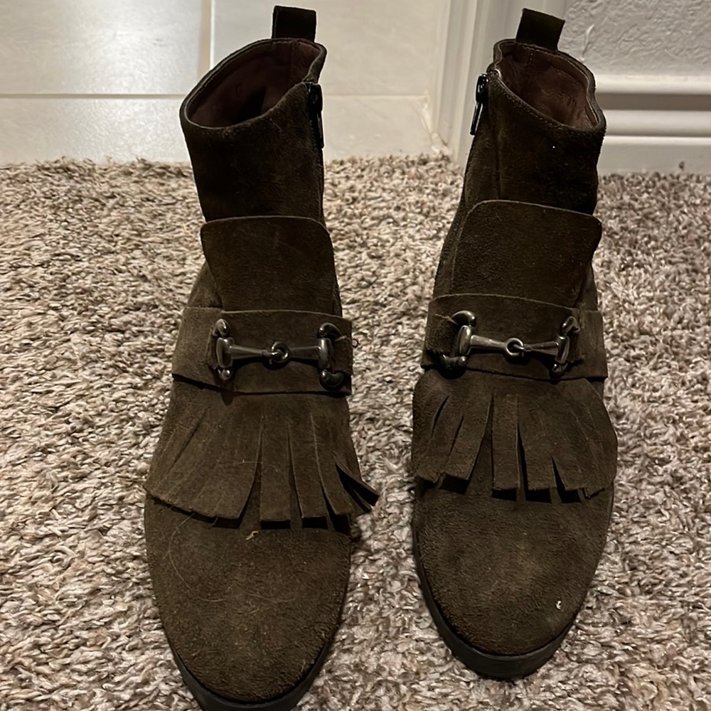 Olive green suede boots